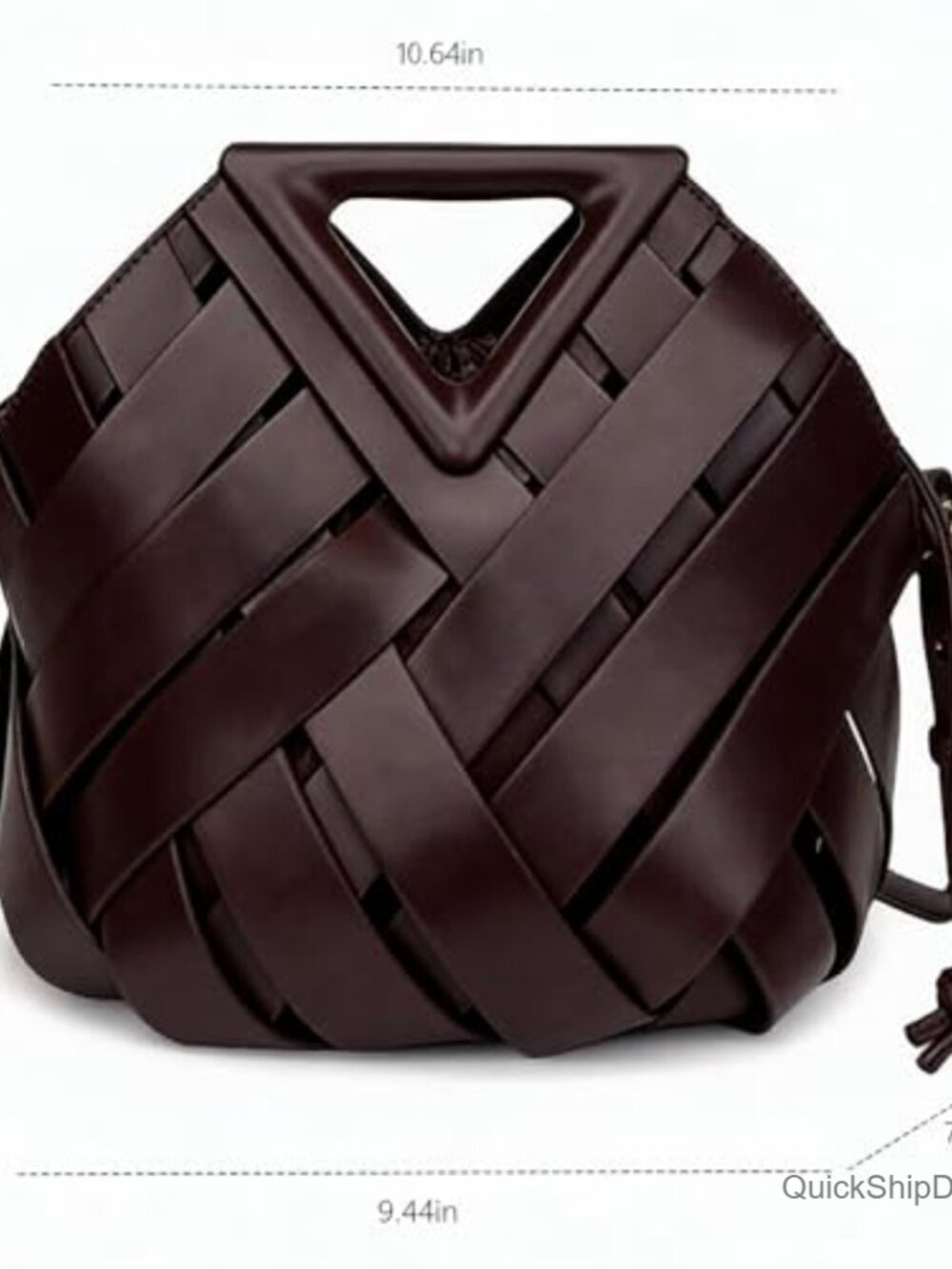 Woven PU Leather Hobo Crossbody Bag with Adjustable Shoulder Strap - Picture 4 of 7